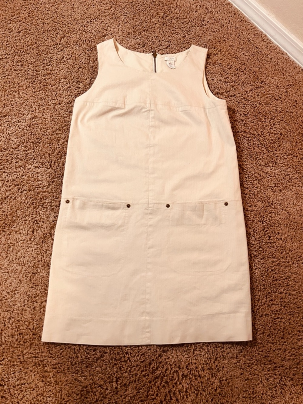 J. Crew Urbanite Shift Dress Jumper Cream Tan Khaki Size 8